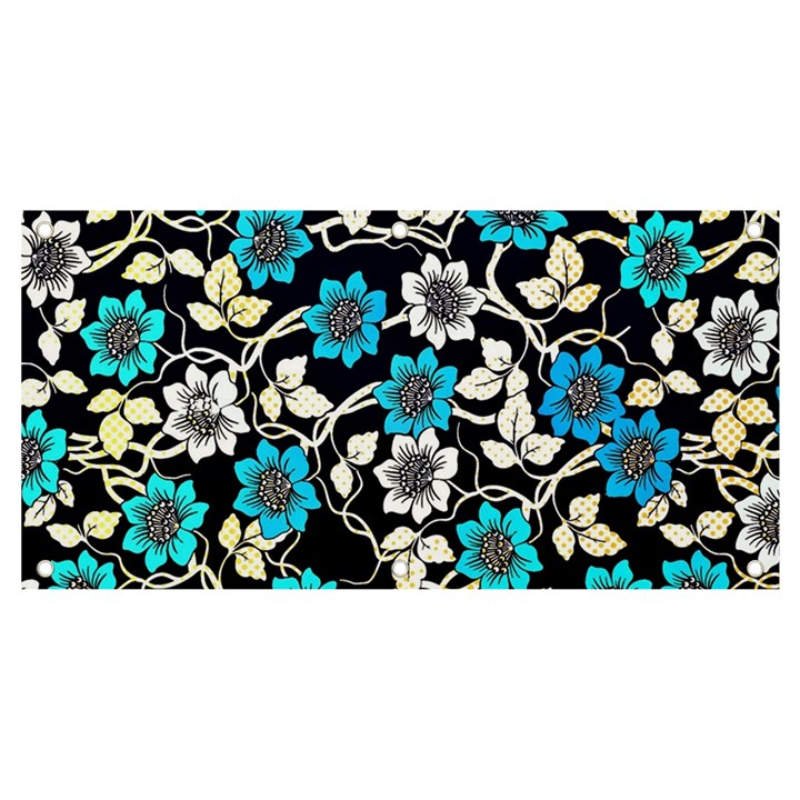 Blue Flower Floral Flora Naure Pattern Banner and Sign 4  x 2 