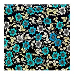 Blue Flower Floral Flora Naure Pattern Banner And Sign 4  X 4  by Cemarart