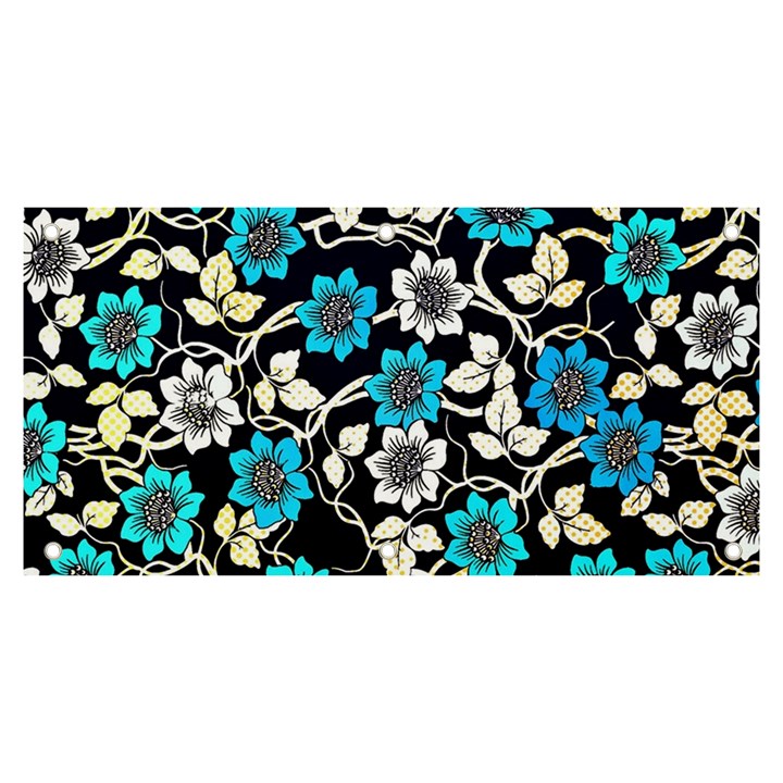 Blue Flower Floral Flora Naure Pattern Banner and Sign 6  x 3 