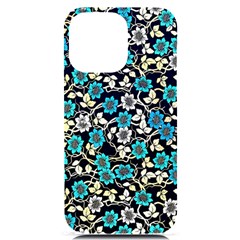 Blue Flower Floral Flora Naure Pattern Iphone 14 Pro Max Black Uv Print Case by Cemarart