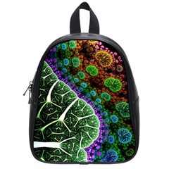 Digital Art Fractal Abstract Artwork 3d Floral Pattern Waves Vortex Sphere Nightmare School Bag (small) by Cemarart