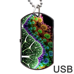 Digital Art Fractal Abstract Artwork 3d Floral Pattern Waves Vortex Sphere Nightmare Dog Tag Usb Flash (one Side) by Cemarart