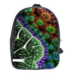 Digital Art Fractal Abstract Artwork 3d Floral Pattern Waves Vortex Sphere Nightmare School Bag (xl) by Cemarart