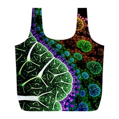 Digital Art Fractal Abstract Artwork 3d Floral Pattern Waves Vortex Sphere Nightmare Full Print Recycle Bag (l) by Cemarart