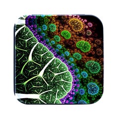 Digital Art Fractal Abstract Artwork 3d Floral Pattern Waves Vortex Sphere Nightmare Square Metal Box (black) by Cemarart