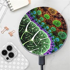 Digital Art Fractal Abstract Artwork 3d Floral Pattern Waves Vortex Sphere Nightmare Wireless Fast Charger(white) by Cemarart