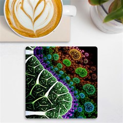 Digital Art Fractal Abstract Artwork 3d Floral Pattern Waves Vortex Sphere Nightmare Uv Print Square Tile Coaster  by Cemarart