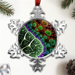 Digital Art Fractal Abstract Artwork 3d Floral Pattern Waves Vortex Sphere Nightmare Metal Small Snowflake Ornament by Cemarart