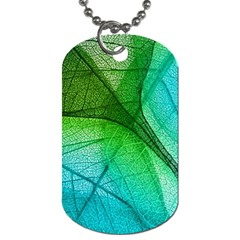 3d Leaves Texture Sheet Blue Green Dog Tag (one Side) by Cemarart