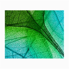 3d Leaves Texture Sheet Blue Green Small Glasses Cloth by Cemarart