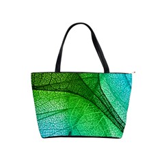 3d Leaves Texture Sheet Blue Green Classic Shoulder Handbag by Cemarart