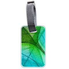 3d Leaves Texture Sheet Blue Green Luggage Tag (two Sides) by Cemarart