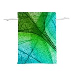 3d Leaves Texture Sheet Blue Green Lightweight Drawstring Pouch (S) Front