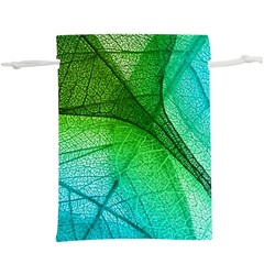 3d Leaves Texture Sheet Blue Green Lightweight Drawstring Pouch (xl) by Cemarart