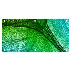 3d Leaves Texture Sheet Blue Green Banner And Sign 6  X 3  by Cemarart