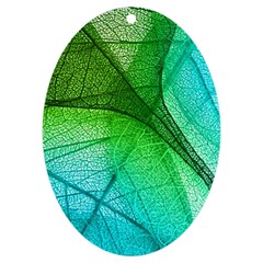 3d Leaves Texture Sheet Blue Green Uv Print Acrylic Ornament Oval by Cemarart