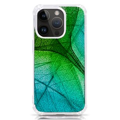 3d Leaves Texture Sheet Blue Green Iphone 14 Pro Tpu Uv Print Case by Cemarart