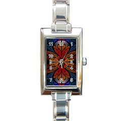 Fractal Floral Flora Ring Colorful Neon Art Rectangle Italian Charm Watch by Cemarart