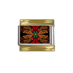 Fractal Floral Flora Ring Colorful Neon Art Gold Trim Italian Charm (9mm) by Cemarart