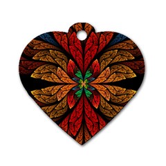 Fractal Floral Flora Ring Colorful Neon Art Dog Tag Heart (two Sides) by Cemarart