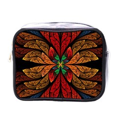 Fractal Floral Flora Ring Colorful Neon Art Mini Toiletries Bag (one Side) by Cemarart