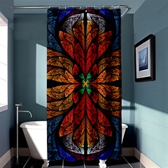 Fractal Floral Flora Ring Colorful Neon Art Shower Curtain 36  X 72  (stall)  by Cemarart