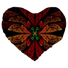 Fractal Floral Flora Ring Colorful Neon Art Large 19  Premium Heart Shape Cushions by Cemarart