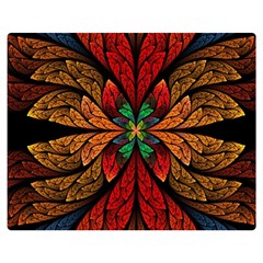 Fractal Floral Flora Ring Colorful Neon Art Two Sides Premium Plush Fleece Blanket (medium) by Cemarart