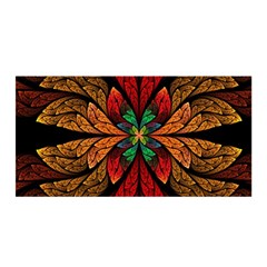 Fractal Floral Flora Ring Colorful Neon Art Satin Wrap 35  X 70  by Cemarart