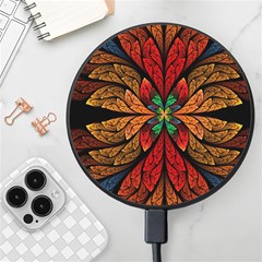 Fractal Floral Flora Ring Colorful Neon Art Wireless Fast Charger(black) by Cemarart