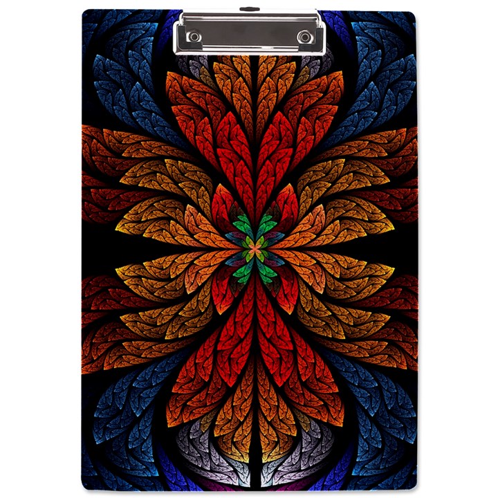 Fractal Floral Flora Ring Colorful Neon Art A4 Acrylic Clipboard