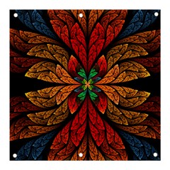 Fractal Floral Flora Ring Colorful Neon Art Banner And Sign 3  X 3  by Cemarart