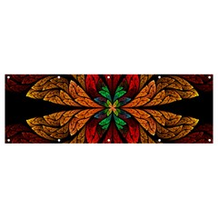 Fractal Floral Flora Ring Colorful Neon Art Banner And Sign 12  X 4  by Cemarart