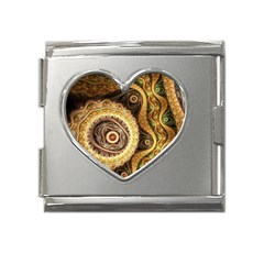 Fractal Floral Ornament Wave Vintage Retro Mega Link Heart Italian Charm (18mm) by Cemarart