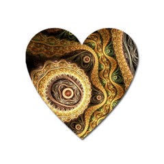 Fractal Floral Ornament Wave Vintage Retro Heart Magnet by Cemarart