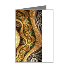 Fractal Floral Ornament Wave Vintage Retro Mini Greeting Card by Cemarart