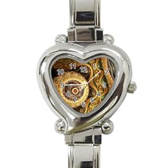 Fractal Floral Ornament Wave Vintage Retro Heart Italian Charm Watch by Cemarart