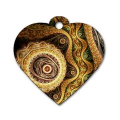 Fractal Floral Ornament Wave Vintage Retro Dog Tag Heart (one Side) by Cemarart