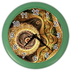 Fractal Floral Ornament Wave Vintage Retro Color Wall Clock by Cemarart