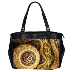 Fractal Floral Ornament Wave Vintage Retro Oversize Office Handbag (2 Sides) by Cemarart