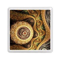 Fractal Floral Ornament Wave Vintage Retro Memory Card Reader (square) by Cemarart