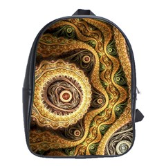 Fractal Floral Ornament Wave Vintage Retro School Bag (xl)