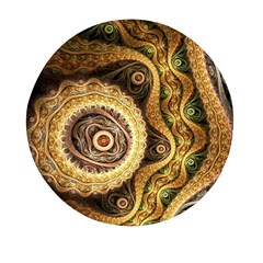 Fractal Floral Ornament Wave Vintage Retro Mini Round Pill Box by Cemarart