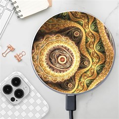 Fractal Floral Ornament Wave Vintage Retro Wireless Fast Charger(white) by Cemarart