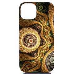 Fractal Floral Ornament Wave Vintage Retro Iphone 14 Black Uv Print Case by Cemarart