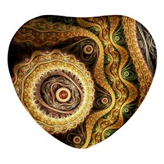 Fractal Floral Ornament Wave Vintage Retro Heart Glass Fridge Magnet (4 Pack) by Cemarart