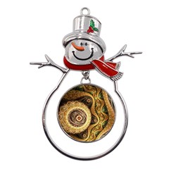 Fractal Floral Ornament Wave Vintage Retro Metal Snowman Ornament