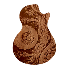 Fractal Floral Ornament Wave Vintage Retro Guitar Shape Wood Guitar Pick Holder Case And Picks Set by Cemarart