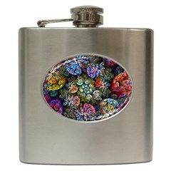 Floral Fractal 3d Art Pattern Hip Flask (6 Oz) by Cemarart