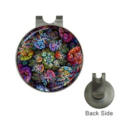 Floral Fractal 3d Art Pattern Hat Clips With Golf Markers by Cemarart